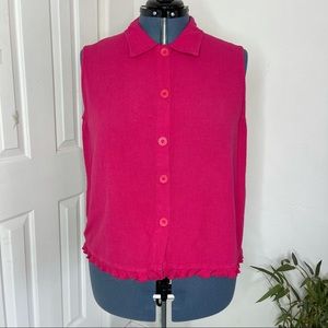 🌵Focus Pink Collared Ruffle Sleeveless Button Down